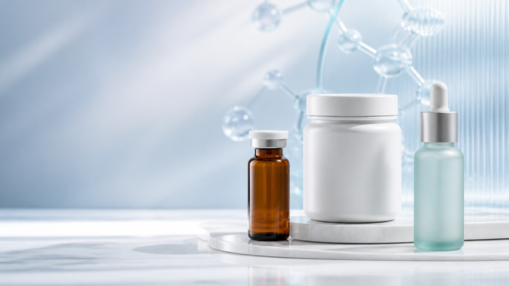 Research peptide packaging in a clean laboratory setting